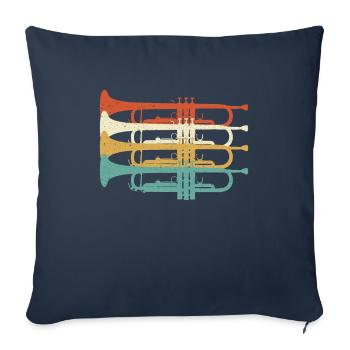 Trompette Rétro Trompette Vintage Trompette - Housse de coussin décorative 45 x 45 cm - bleu marine - Devant