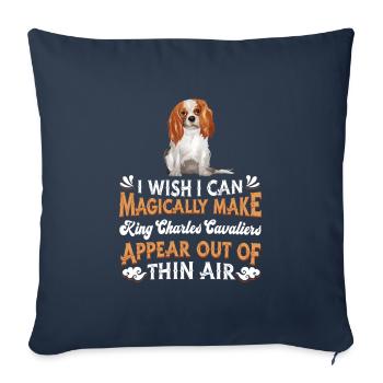 King Charles Cavalier Chien - Housse de coussin décorative 45 x 45 cm - bleu marine - Devant
