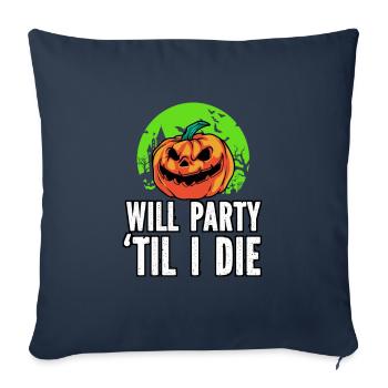 Citrouille d’Halloween - Housse de coussin décorative 45 x 45 cm - bleu marine - Devant