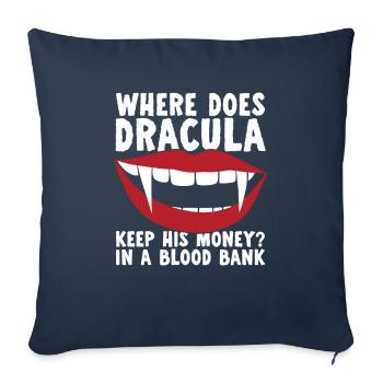 Halloween Drôle de Dracula - Housse de coussin décorative 45 x 45 cm - bleu marine - Devant