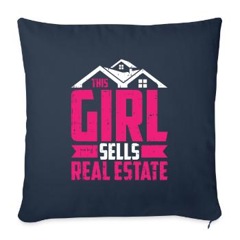 Agent immobilier Fille - Housse de coussin décorative 45 x 45 cm - bleu marine - Devant