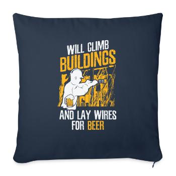 Electrician Electronics technician Construction electrician - Sofa pillowcase 17,3'' x 17,3'' (45 x 45 cm) - navy - Front