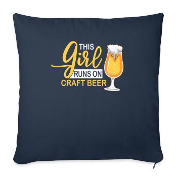 Bière artisanale Bière artisanale Bière fille - Housse de coussin décorative 45 x 45 cm - bleu marine - Devant