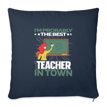 Enseignant Pédagogue Meilleur - Housse de coussin décorative 45 x 45 cm - bleu marine - Devant