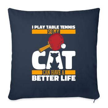 Table Tennis Ping-Pong Cat - Sofa pillowcase 17,3'' x 17,3'' (45 x 45 cm) - navy - Front