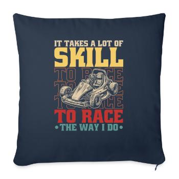 Faire du karting, karting, karting - Housse de coussin décorative 45 x 45 cm - bleu marine - Devant