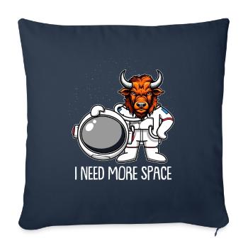 Bison Buffalo Astronaut I Need More Space - Sofa pillowcase 17,3'' x 17,3'' (45 x 45 cm) - navy - Front
