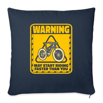 Avertissement de vélo électrique - Housse de coussin décorative 45 x 45 cm - bleu marine - Devant