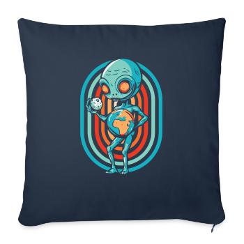 Alien Außerirdischer - Housse de coussin décorative 45 x 45 cm - bleu marine - Devant