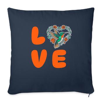 Hummingbird Love Bird - Sofa pillowcase 17,3'' x 17,3'' (45 x 45 cm) - navy - Front