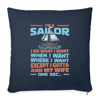 Voile, Voile, Voilier - Housse de coussin décorative 45 x 45 cm - bleu marine - Devant