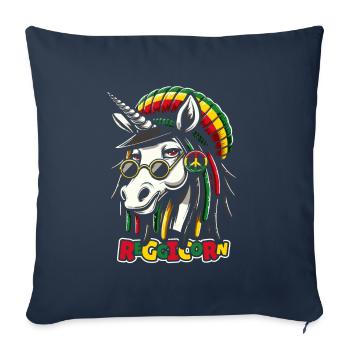 Licorne Reggae Reggicorn - Housse de coussin décorative 45 x 45 cm - bleu marine - Devant