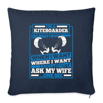 Kitesurfer Kitesurfen Kiten Kitesurf - Housse de coussin décorative 45 x 45 cm - bleu marine - Devant