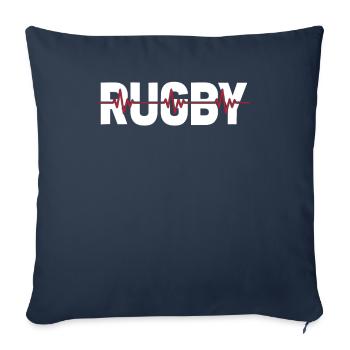 Rythme cardiaque de l’ECG de rugby - Housse de coussin décorative 45 x 45 cm - bleu marine - Devant