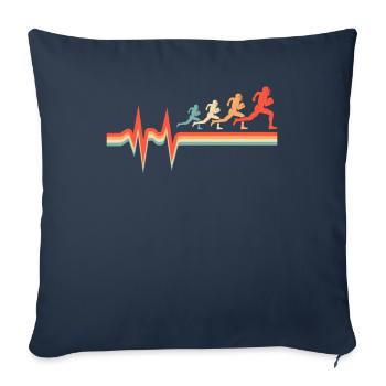 Rythme cardiaque ECG de football américain - Housse de coussin décorative 45 x 45 cm - bleu marine - Devant