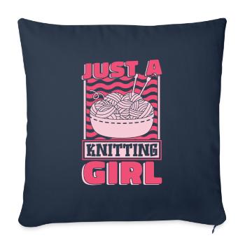Frappée juste une fille de tricot - Housse de coussin décorative 45 x 45 cm - bleu marine - Devant