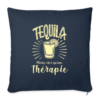 tequila moins cher qu'une thérapie - Housse de coussin décorative 45 x 45 cm - bleu marine - Devant