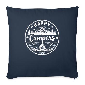 Happy Campers 2025, Friends Camping Adventures - Housse de coussin décorative 45 x 45 cm - bleu marine - Devant