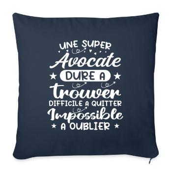 Une Super Avocate - Cadeau avocate - Housse de coussin décorative 45 x 45 cm - bleu marine - Devant