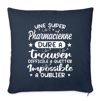 Une Super Pharmacienne - Cadeau pharmacienne - Housse de coussin décorative 45 x 45 cm - bleu marine - Devant
