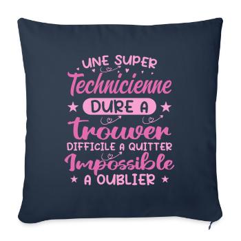 Une Super Technicienne - Cadeau technicienne - Housse de coussin décorative 45 x 45 cm - bleu marine - Devant