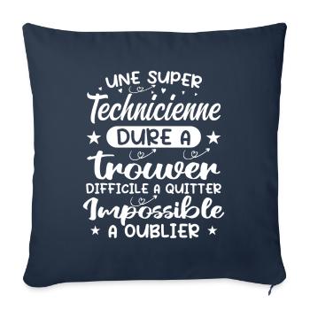 Une Super Technicienne - Cadeau technicienne - Housse de coussin décorative 45 x 45 cm - bleu marine - Devant