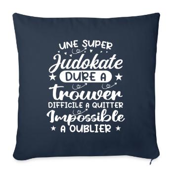 Une Super Judokate - Cadeau judokate - Housse de coussin décorative 45 x 45 cm - bleu marine - Devant