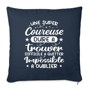 Une Super Coureuse - Cadeau coureuse - Housse de coussin décorative 45 x 45 cm - bleu marine - Devant