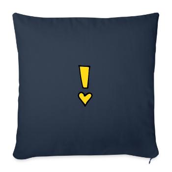 Point d'exclamation jaune - Housse de coussin décorative 45 x 45 cm - bleu marine - Devant