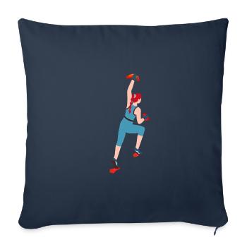 Escalade, Bloc, Escalade sportive, Sommet du mur d’escalade - Housse de coussin décorative 45 x 45 cm - bleu marine - Devant