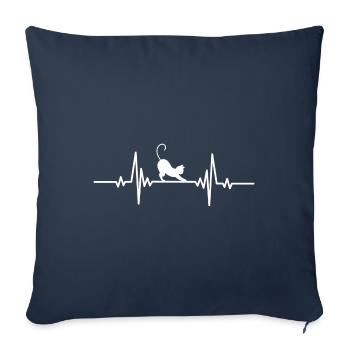 Heartbeat lazy cat - Sofa pillowcase 17,3'' x 17,3'' (45 x 45 cm) - navy - Front