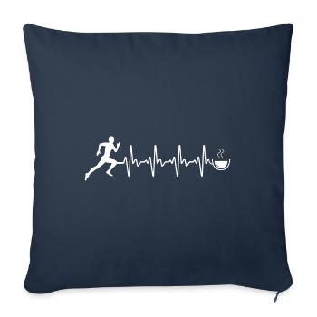 Café Heartbeat et course - (RU) (2) - Housse de coussin décorative 45 x 45 cm - bleu marine - Devant