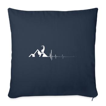 Heartbeat - Chèvre - Montagne - (2) - Housse de coussin décorative 45 x 45 cm - bleu marine - Devant