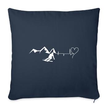 Heart - Heartbeat - Mountain - Skiing - Sofa pillowcase 17,3'' x 17,3'' (45 x 45 cm) - navy - Front