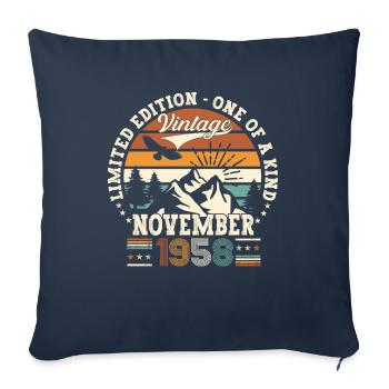 Original November 1958 64th birthday gift - Sofa pillowcase 17,3'' x 17,3'' (45 x 45 cm) - navy - Front