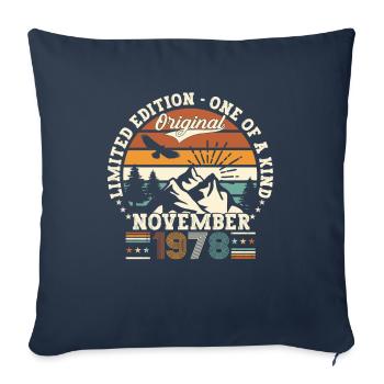 Original November 1978 44th Birthday Gift - Sofa pillowcase 17,3'' x 17,3'' (45 x 45 cm) - navy - Front