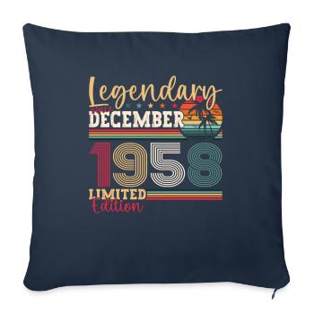 Né en décembre 1958 cadeau de 64e anniversaire - Housse de coussin décorative 45 x 45 cm - bleu marine - Devant