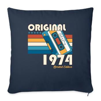 49 Birthday Man Woman Cassette Mai 1974 - Housse de coussin décorative 45 x 45 cm - bleu marine - Devant