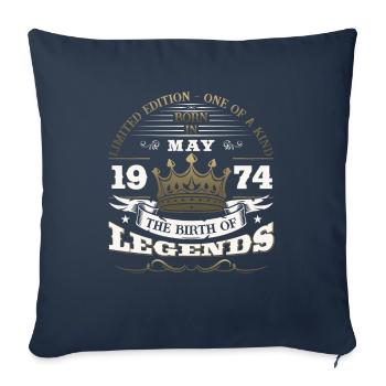 Original Mai 1974 Millésime 1974 Anniversaire 1974 - Housse de coussin décorative 45 x 45 cm - bleu marine - Devant
