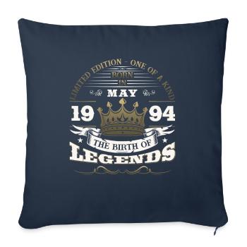 Légende Mai 1994 Millésime 1994 Anniversaire 1994 - Housse de coussin décorative 45 x 45 cm - bleu marine - Devant