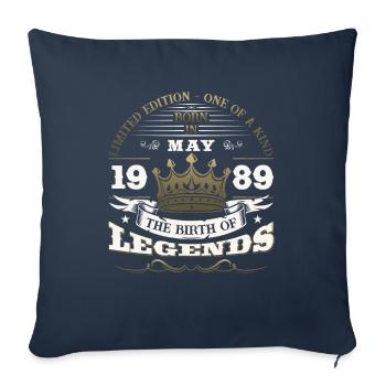 Légende Mai 1989 Millésime 1989 Anniversaire 1989 - Housse de coussin décorative 45 x 45 cm - bleu marine - Devant