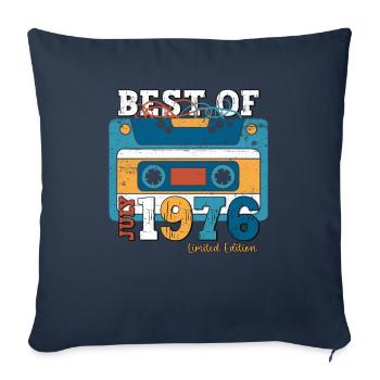 48th Birthday Cassette July 1976 Vintage 1976 - Sofa pillowcase 17,3'' x 17,3'' (45 x 45 cm) - navy - Front