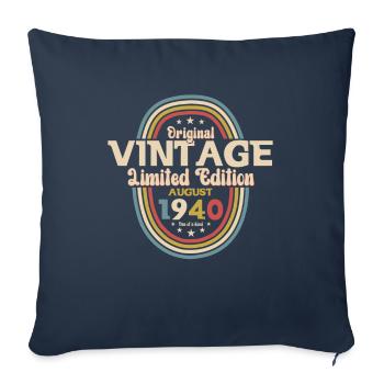 84e anniversaire Original août 1940 Né en 1940 - Housse de coussin décorative 45 x 45 cm - bleu marine - Devant