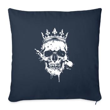Couronne de crâne de roi - Housse de coussin décorative 45 x 45 cm - bleu marine - Devant