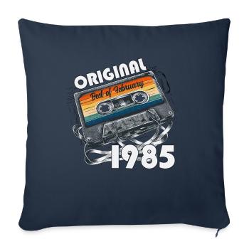 Cassette 40ème Anniversaire Février Millésime 1985 - Housse de coussin décorative 45 x 45 cm - bleu marine - Devant