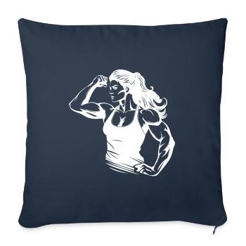 Femme Muscles Gym Musculation Fitness - Housse de coussin décorative 45 x 45 cm - bleu marine - Devant