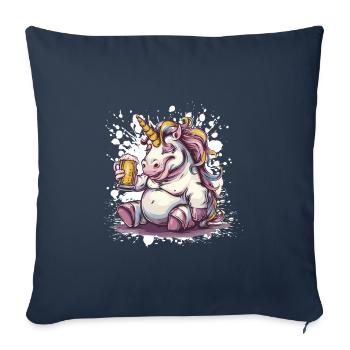 Einhorn Bier Lustig - Sofakissenbezug 45 x 45 cm - Navy - Vorne