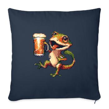 Bière Lizard Pixel - Housse de coussin décorative 45 x 45 cm - bleu marine - Devant