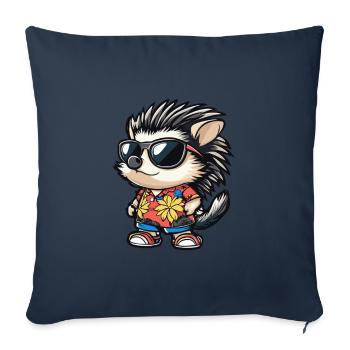 Hedgehog Comic Funny Summer - Sofa pillowcase 17,3'' x 17,3'' (45 x 45 cm) - navy - Front