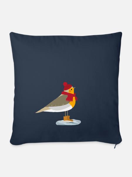 Rotkehlchen Winter/Robin Winter - Sofakissenbezug 45 x 45 cm - Navy